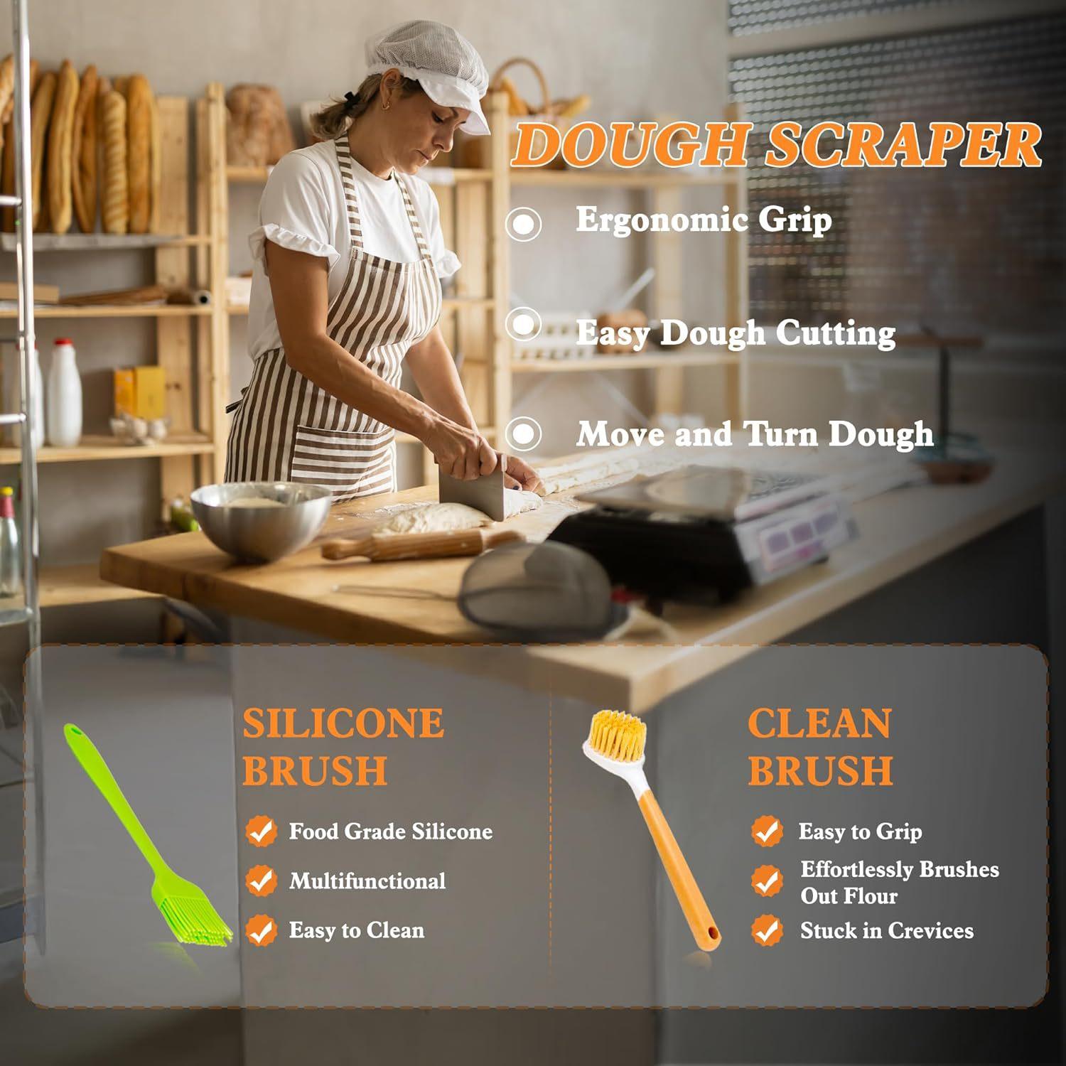 26Pcs Sourdough Starter Kit – Banneton Bread Proofing Basket Set with Silicone Sling – Complete Artisan Bread Baking Supplies for Home Bakers (Round & Oval)