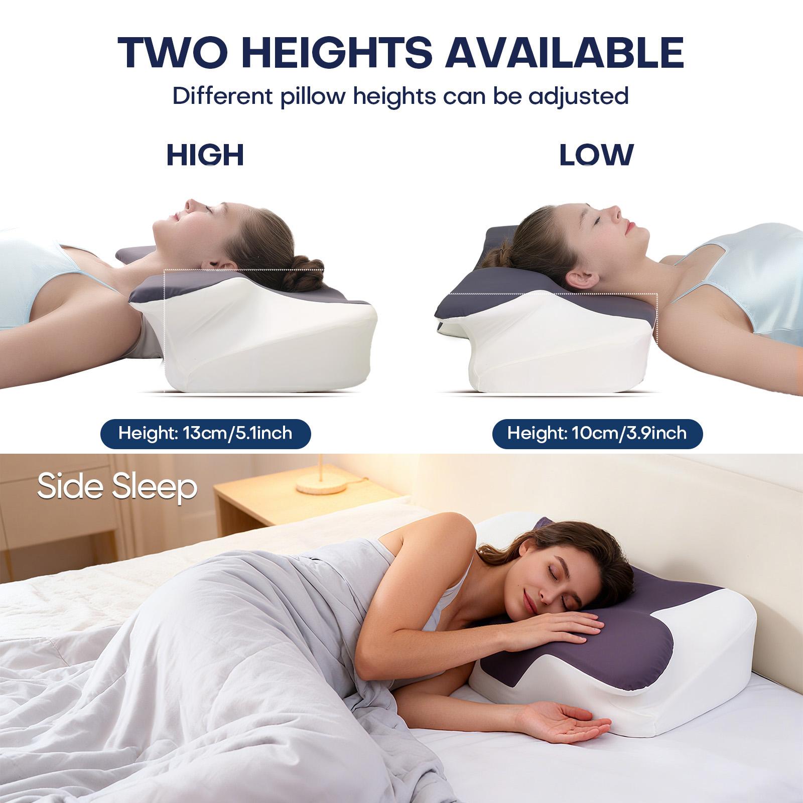 Widened double-wing neck pillow with a cool, breathable design and a removable pillowcase. Available in two different heights. Enlarged armrests accommodate both supine and prone sleepers.Ergonomic memory foam pillow. Valentine's and Christmas gifts.