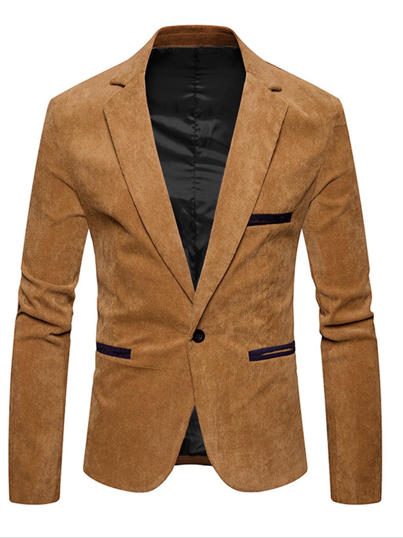 Men's Colorblock Blazer Jacket, Long Sleeve Casual Suit Coat, Fashionable Versatile Outerwear for Any Occasion