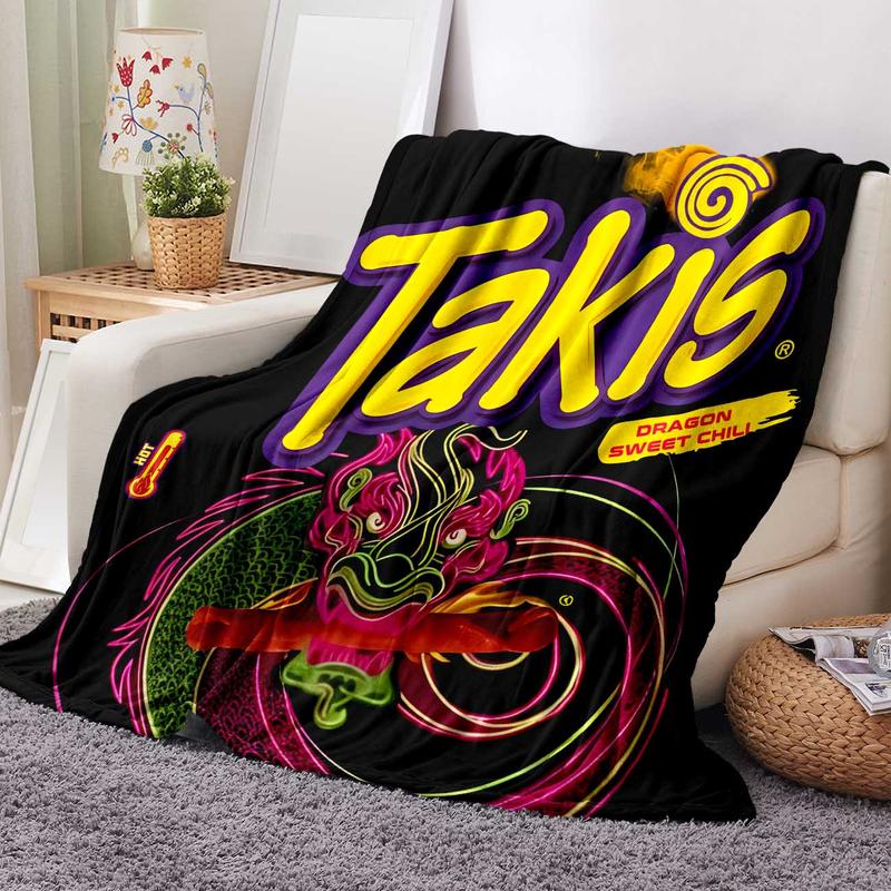 Potato Chips Pattern Throw Blanket, Soft Comfortable Throw Blanket, Warm Nap Blanket for Home Office Travel Camping, Bedroom Decor