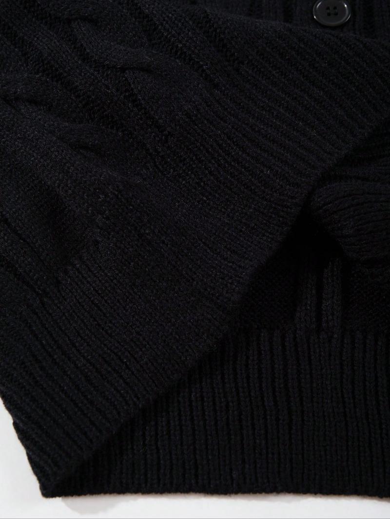 Men's V-Neck Long Sleeve Cardigan Sweater, Casual Loose Fit Knitwear for Spring & Fall, Street Style American Fashion