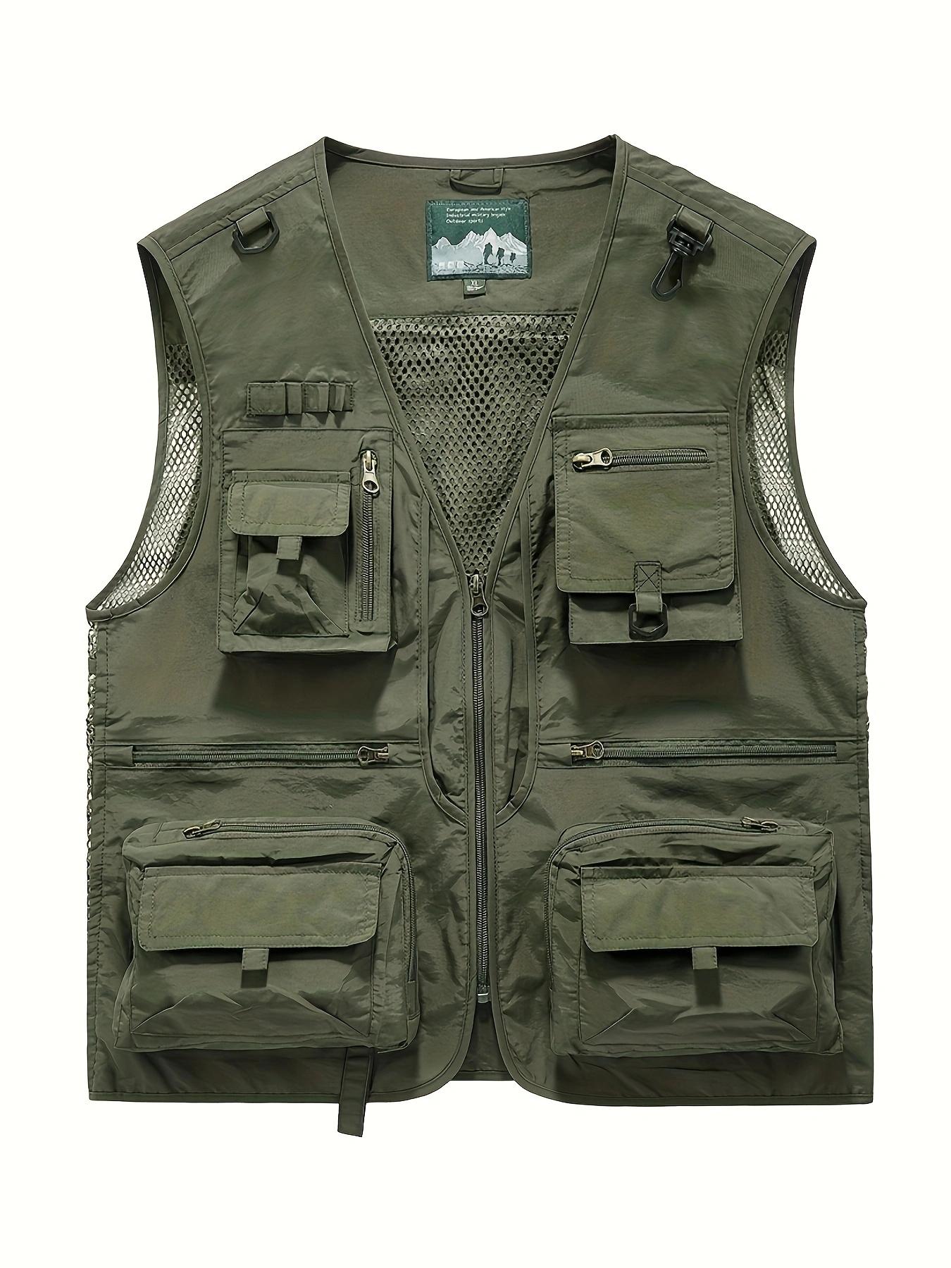 Men's Multifunctional Mesh Ventilated Vest, Outdoor Hiking Jacket, Multiple Pockets, Fishing Photography, Loose Fit, Summer Camping