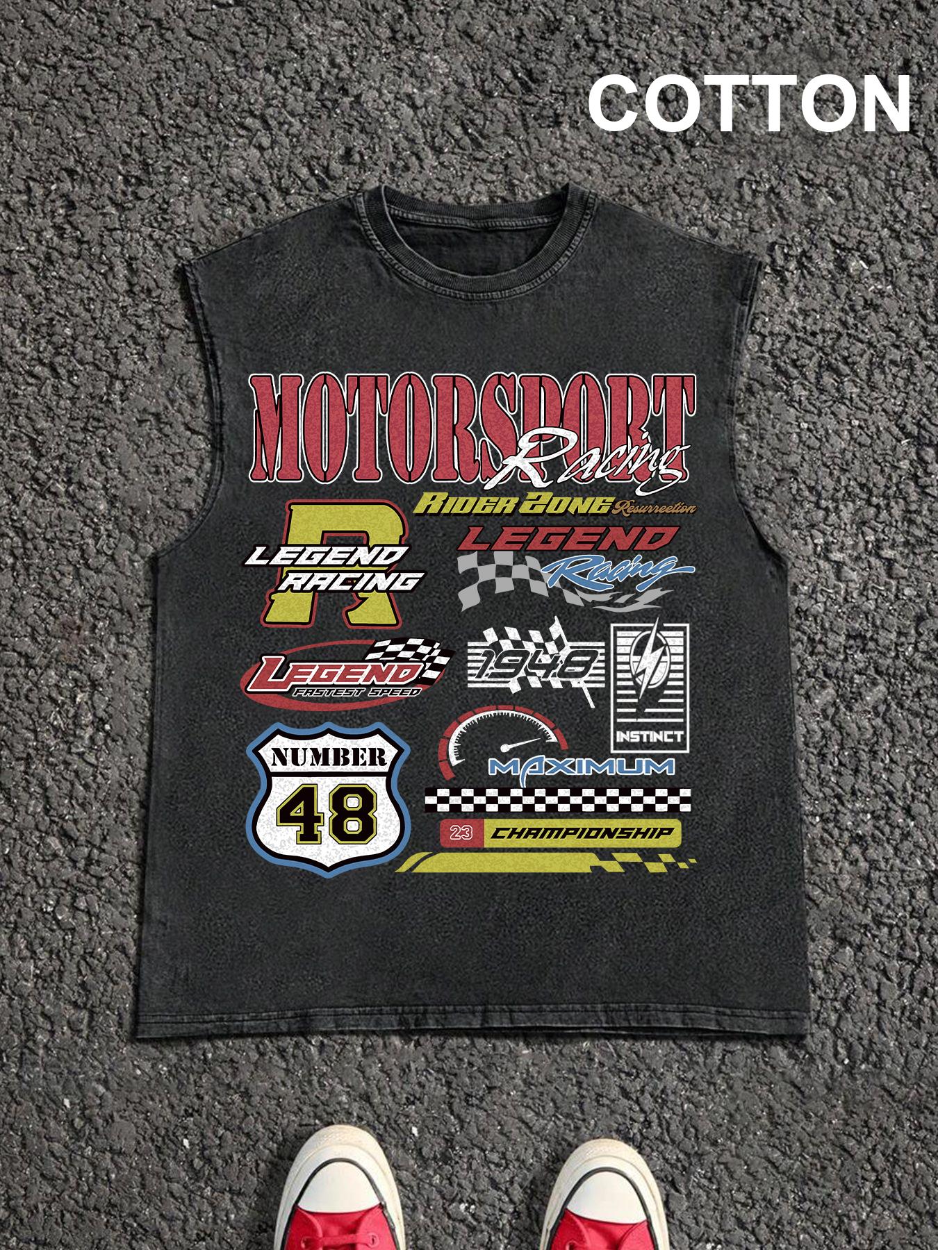 Men's Vintage Graphic Print Round Neck Tank Top, Casual Sleeveless Fitted Top for Summer, Men's Top for Daily Wear