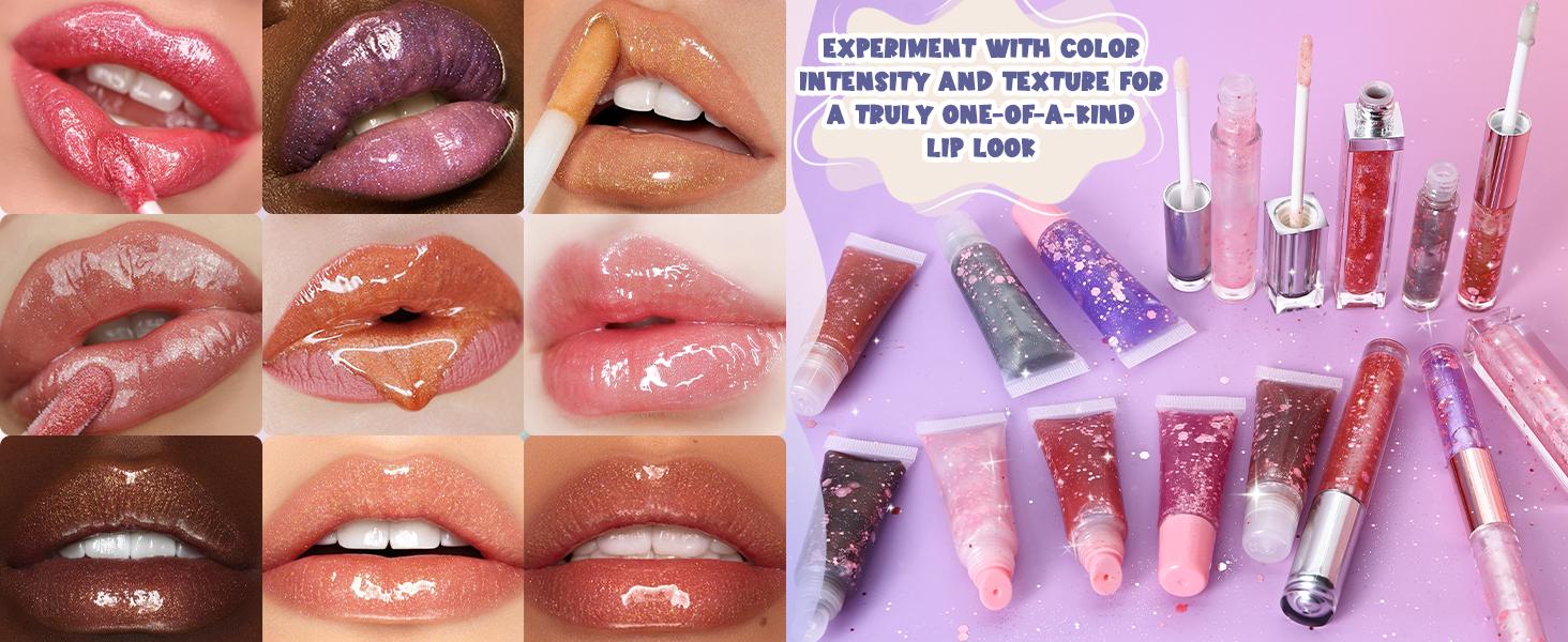 TSVATE Lip Gloss Making Kit, 58PCS DIY Lip Gloss Kit, Lipgloss Making Kit for Women, Beginner, Girls, Moisturizing Lipgloss Base Moist, Double-Ended Tubes, Jojoba Oil, Tween Girls Gift Trendy Stuff