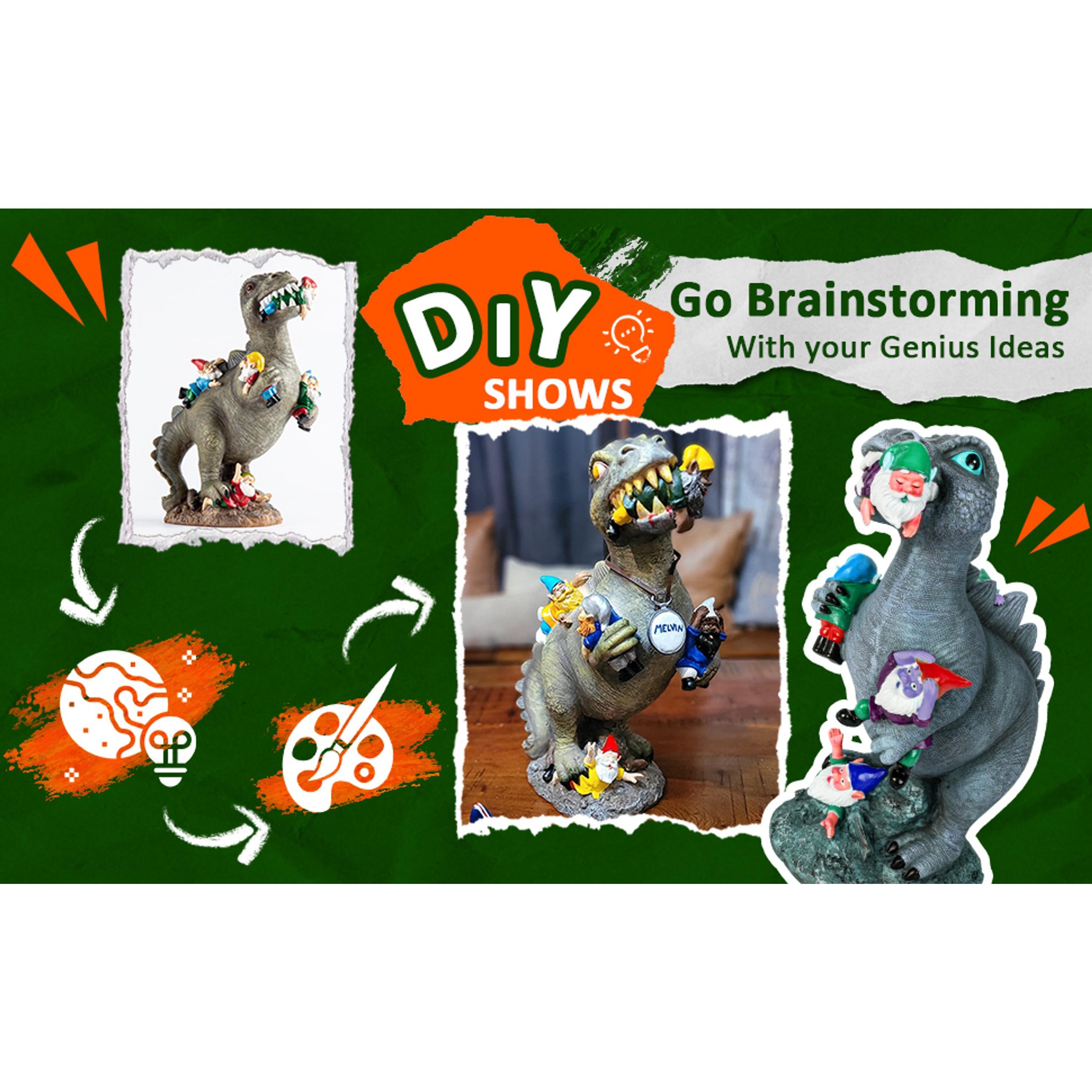 Garden Gnomes Statues Yard Decorations Outdoor Garden Decor, 14” Dinosaur Gnomes Garden Statues, Patio, Lawn Ornament, Gardening Gifts for Women for Housewarming