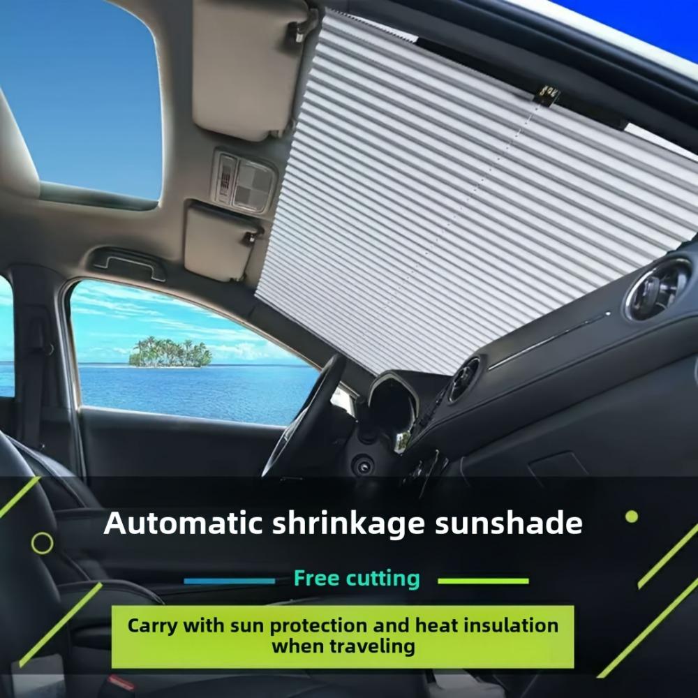 Easy-to-install Automatic Retractable Car Sun Shade - Protects Against UV Rays, Heat Insulation, Sun Visor