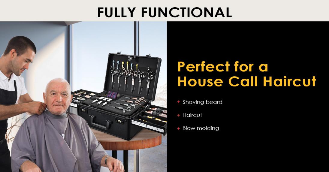 Barber Case with Clippers Sliding Tray, Profesional Barbers Briefcase Tool Case, Barber Cases for Clippers and Supplies, Hair Scissors Trimmer Organizer, Salon Grooming Hard Travel Suitcase