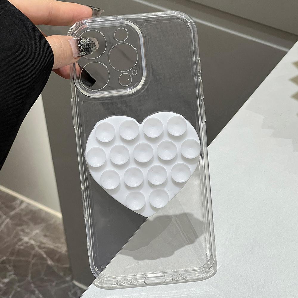 Heart-Shaped Silicone Suction Cup Holder - No-Drill Strong Adhesive Multi-Color Phone Stand for Home, Desk, Bathroom, Kitchen - Hands-Free Viewing & Video Calls, Decorative Accessory, Playful Design, Robust Construction, Durable Suction Cups, Bathroom