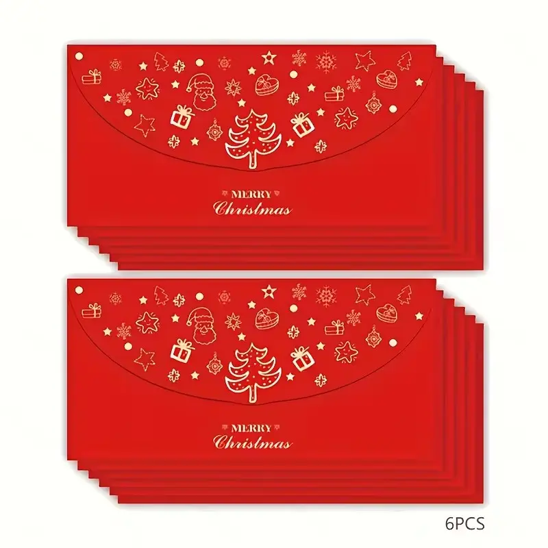 6 Envelopes, Christmas Cash Envelopes, Festival New Year Wallets, Perfect for Lunar New Year Decorations