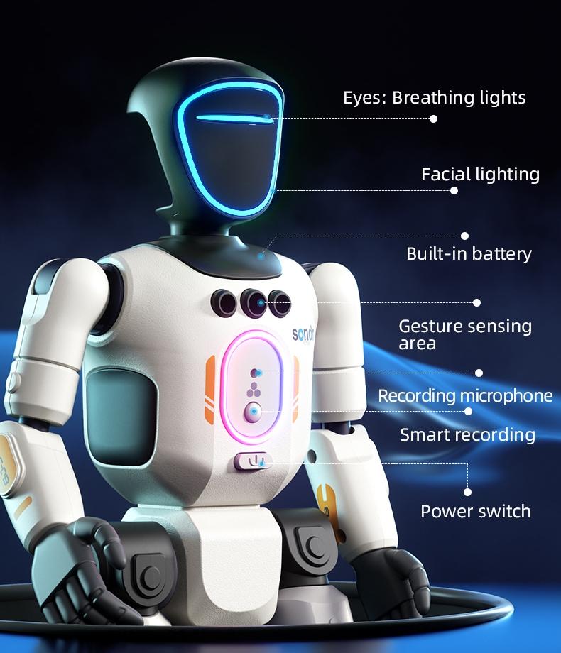 Bionic Joint Smart Robot, Realistic Robot, Intelligent Programming Language Recording Gesture Control, Multifunction Walks Slides Sings Dances Emotion Toy Ai Gift