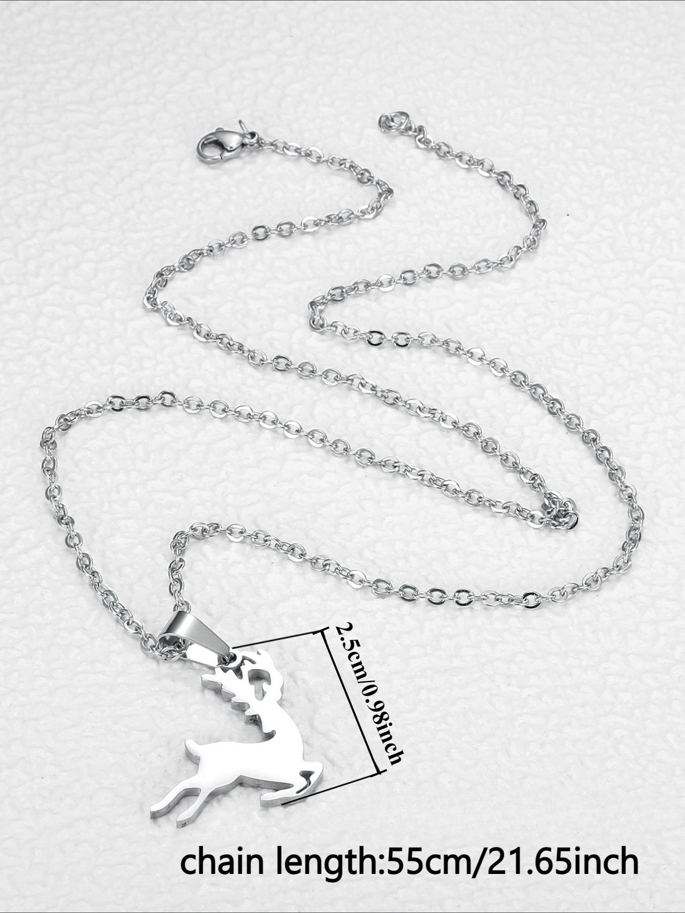 Christmas Elk Pendant Necklace, Stainless Steel Material, Christmas Accessories, Holiday Gifts