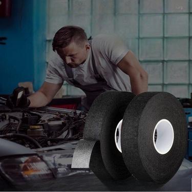 High Temperature Resistant Wire Harness Tape Heat Resistant Tape Self-Adhesive Fabric Tape Adhesive Cloth Tape for Electrical Car Engine Wiring Protection, Noise Damping Cable Fixing
