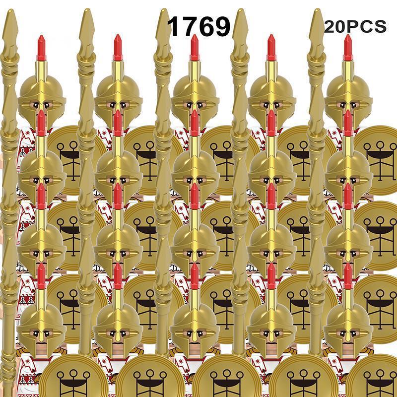 2026 new Medieval Military Sets Action Figures Building Blocks Bricks Roman Knight Spartan Soldier Helmet Sword WeaponsToys For Children