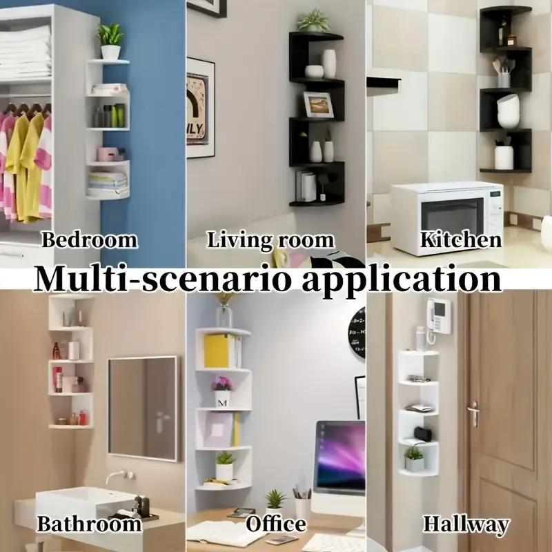 Creative 5-Tier Wall-Mounted Triangle Storage Rack, Multifunctional Decor Organizer for Living Room Kitchen and Bedroom, No Drill Space-Saving Solution