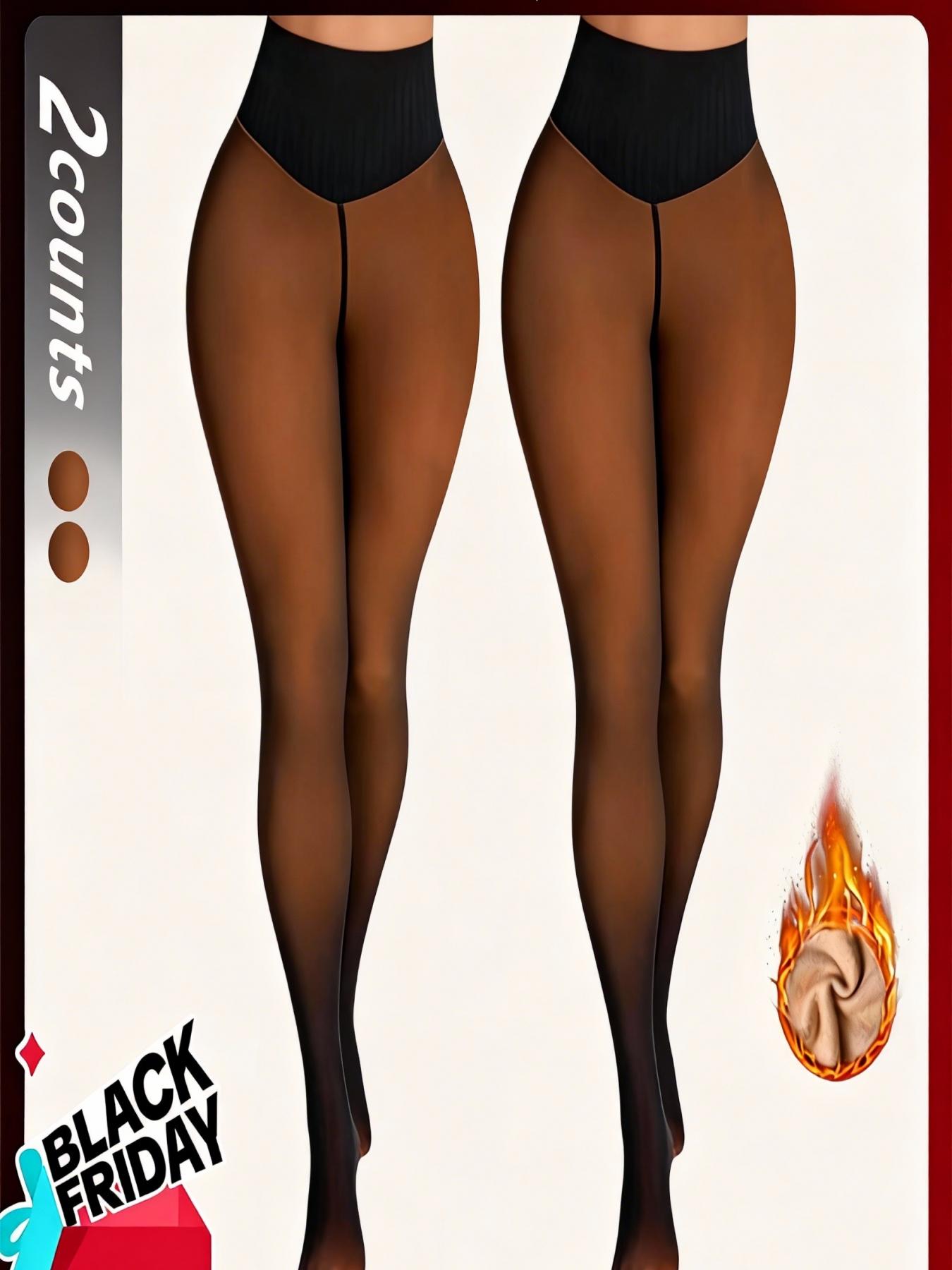 Women's Fall Winter Fleece Lined Warm Transparent Tight Pants Stockings, High Waisted Butt Lift, Slim Fit, Sporty Style Women Pantyhose