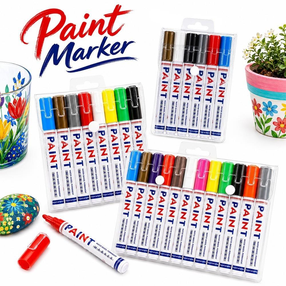 Permanent Paint Marker Pen Set, Waterproof Quick Dry Markers for Car Tires, Metal, Wood & Glass, Ideal for DIY Crafts & Repair, Waterproof Art Markers, Marker Pens Set
