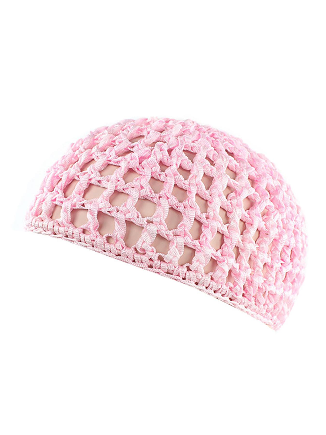 Solid Color Crochet Elastic Hair Band, Hollow Out Design Hair Net, Baby Pink, Hair Salon Tools & Accessories for Women & Girls