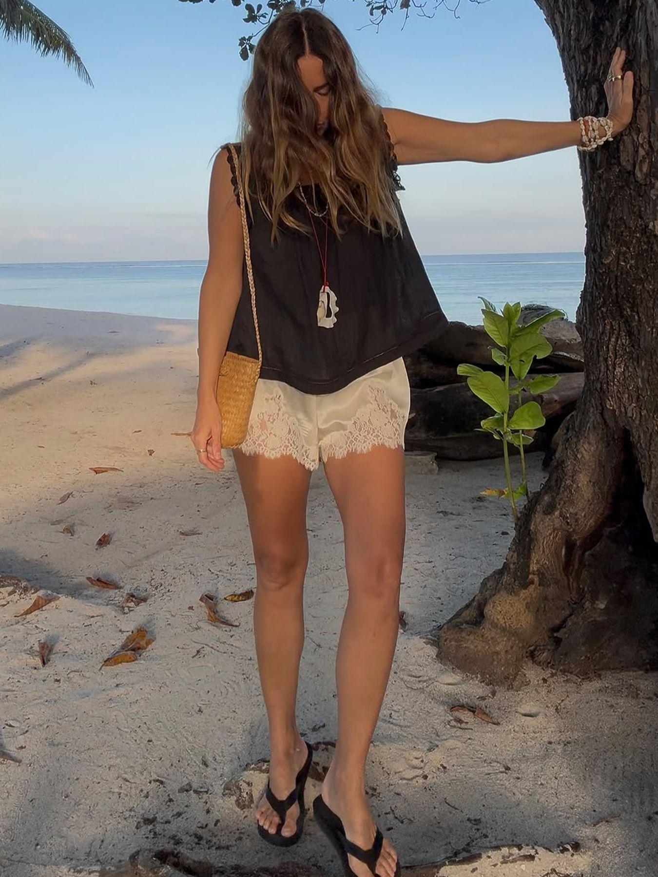 Women's Satin Silk Lace Shorts, Mid-Waist Mini Skirt, Luxurious Party Dress, French Style, Fashion Versatile Pants Women's Satin Silk Lace Shorts, Mid-Waist Mini Skirt, Luxurious Party Dress, French Style, Fashion Versatile Pants