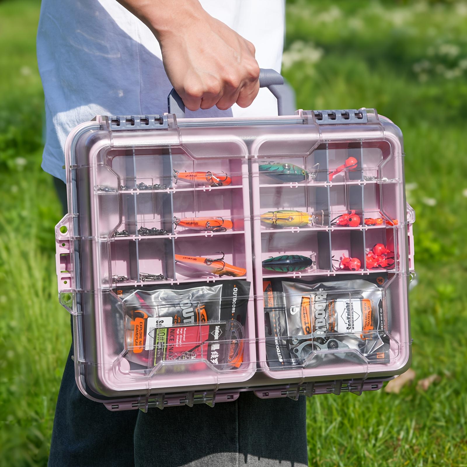 Three-Layer Fishing Tackle Box -  Fashion Style Solid Color, Secure Lock Closure, Normal Waterproof Level, ABS Material, Adjustable Compartments, Ideal for Travel & Christmas Festival