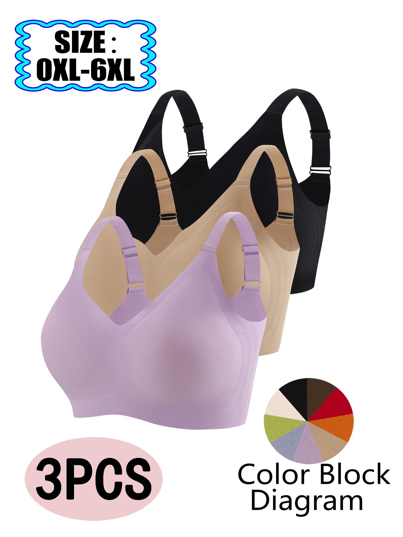 【Plus Size】 Solid Color Wireless Bra, Strappy Bra, Adjustable Strap Push Up Bra, Soft Comfy Breathable Lingerie for Daily Wear