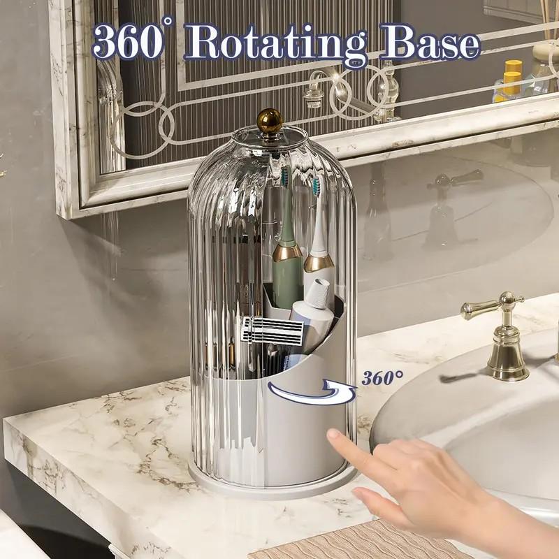 Rotating Electric Toothbrush Holder with Lid, Dustproof Toothpaste Rack, Bathroom Vanity Storage Box, Organizer, Creative Gift for Father's Day