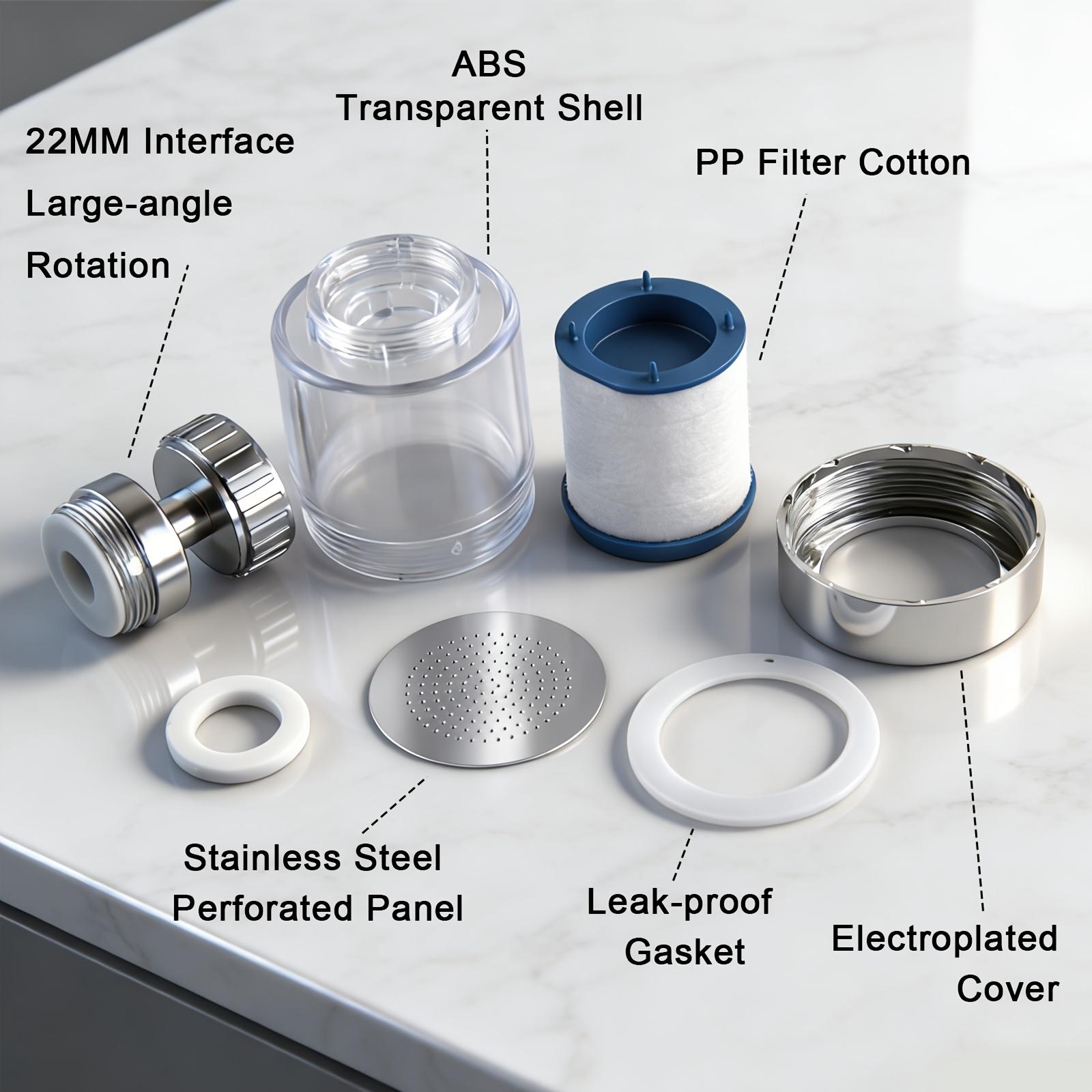 1 PC Faucet Equipped with 4 Replaceable Filter Cartridge, Splash-Resistant Faucet Spout with a Filter, Rotary Water Filter Extension for Faucets, Water Purification System for Kitchen And Bathroom