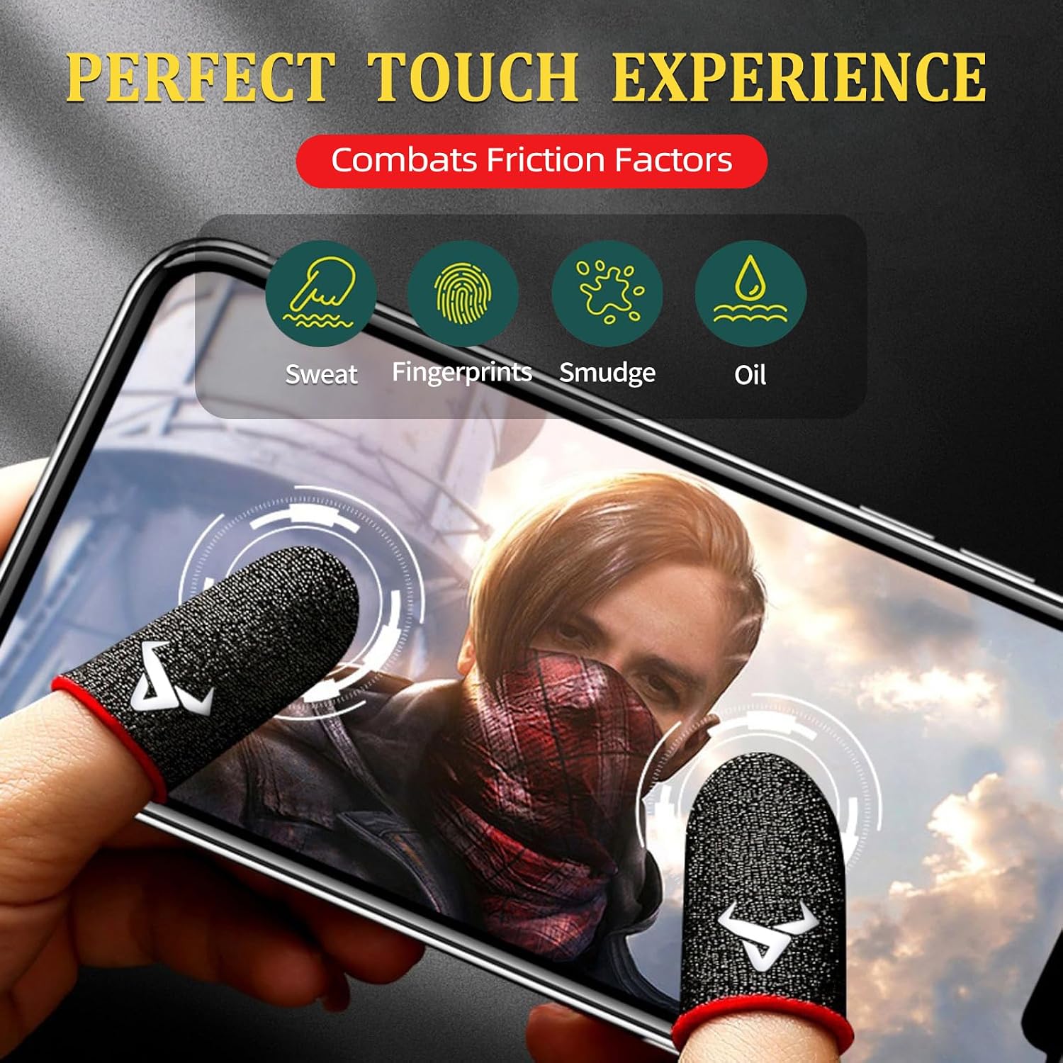 6 Pack Finger Sleeves for Gaming,Thumb Sleeves for Mobile Gaming,Anti ,Ultra Thin,0.15mm  Fiber,Suitable for  Gamers,Gaming Finger Gloves for PUBG COD Dedales Gamer,Covers