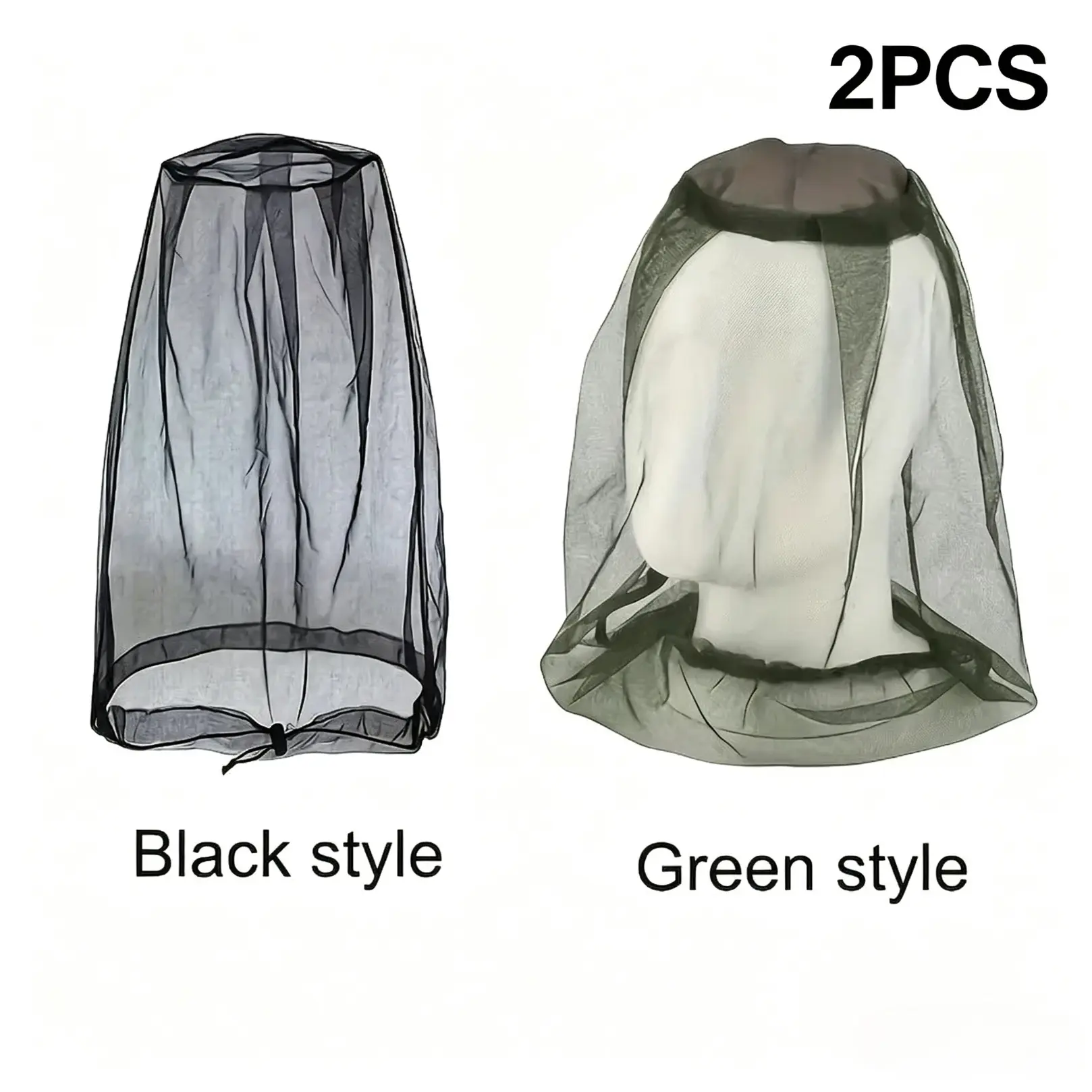 2-Pack Extra Large Head Mosquito Nets With Full Face Mask, Ultra-Fine Mesh Soft Durable Bug Netting, Portable Insect Protection For Camping Gardening And Fishing Enthusiasts