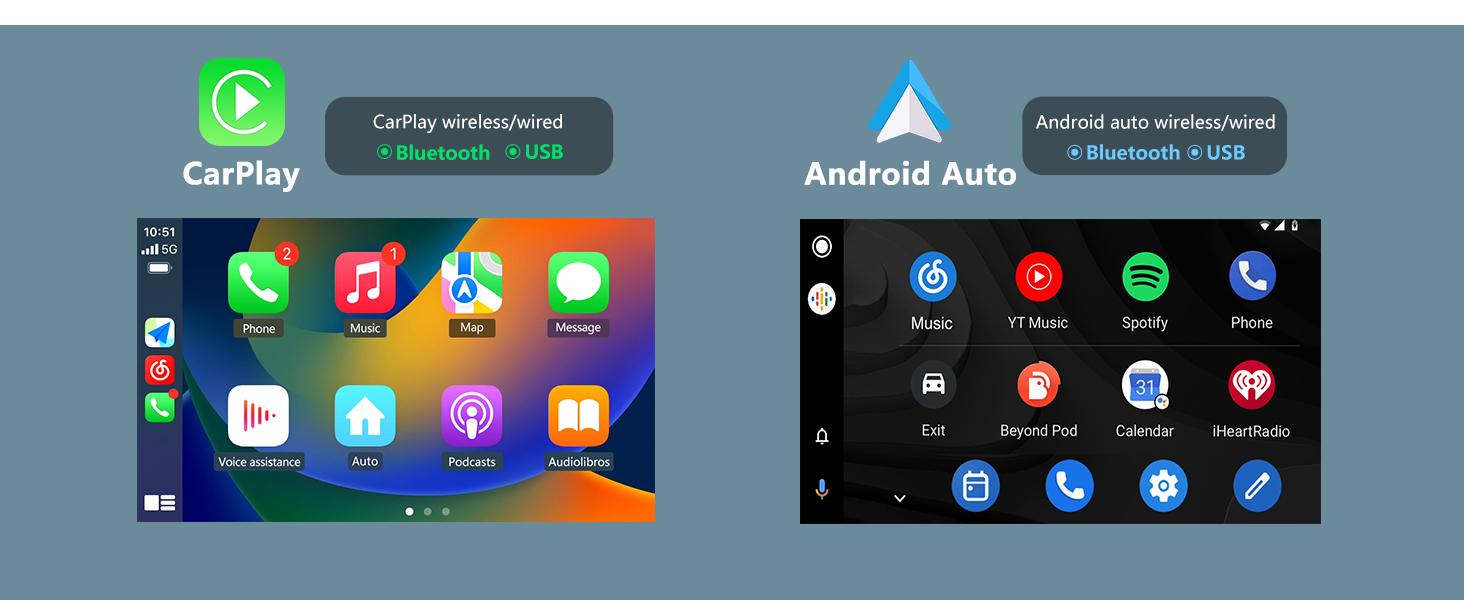 10.1" Android 13 Car Stereo for Jeep Wrangler 2007-2018 touch screen has Android Auto Wireless Carplay, Bluetooth WIFI supports GPS Navigation