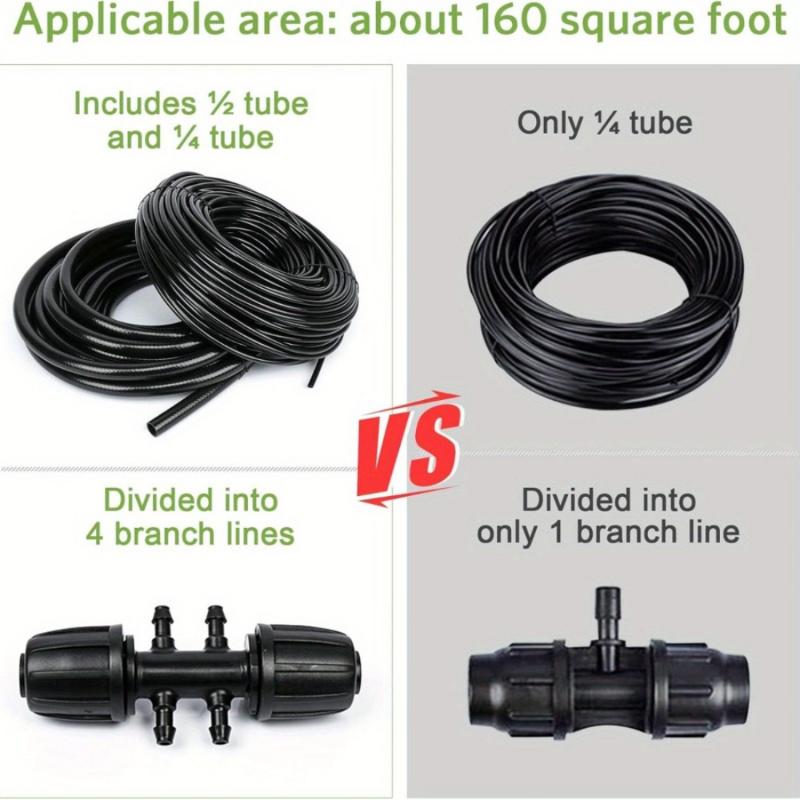 Drip Irrigation System Kit, 226ft Automatic Micro Irrigation Kit Patio Misting Garden Hose Watering Plant Watering System with 1/2 inch 1/4 inch Drip Irrigation Tubing, Adjustable Nozzle Emitters, Spray Nozzle Tips for Garden Greenhouse