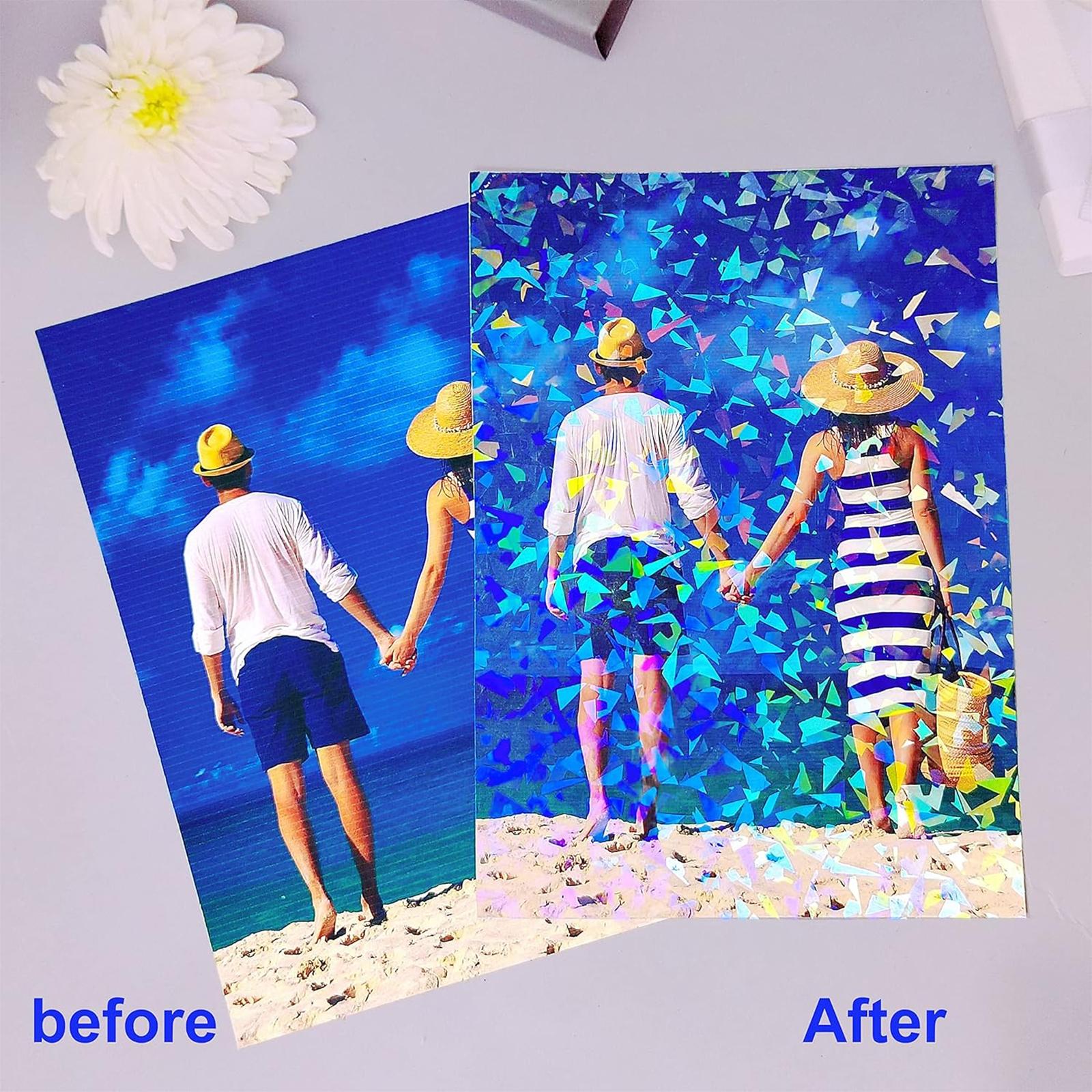 Transparent High Gloss Cold Press Film, 20/40 Sheets A4 Size 8.3x11.7 Inches, Mixed Styles Diamond Rainbow Star Dot, Waterproof Self-Adhesive Vinyl Stickers