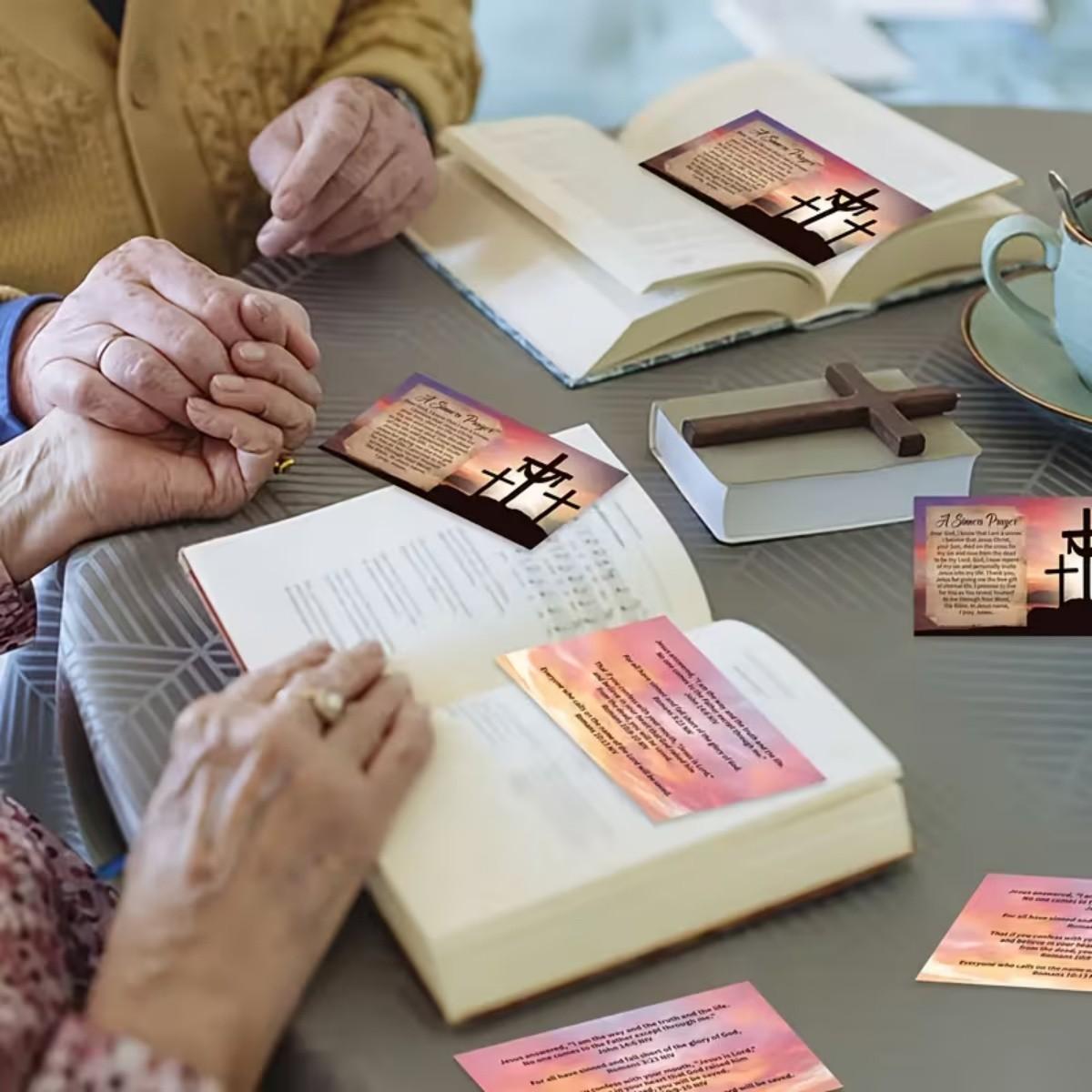 100pcs Salvation Prayer Cards / Inspirational Bible Verse Cards — Pocket-sized Gospel Tracts Cards for prayer and salvation，Suitable for Wallet Planners, Bookmarks, And Christian Gift