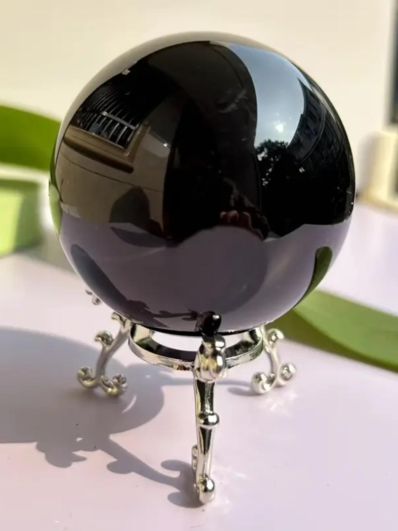 1pc Bohemian Style Obsidian & Quartz Crystal Ball - Healing&Meditation,Hand-Polished, Round Rock Crystal Ornament for Office Decor, Home Decor, Christmas, Birthday & Holiday Gifts, Office Decoration | Bohemian Style | Smooth Texture, Crystal Ball Decor