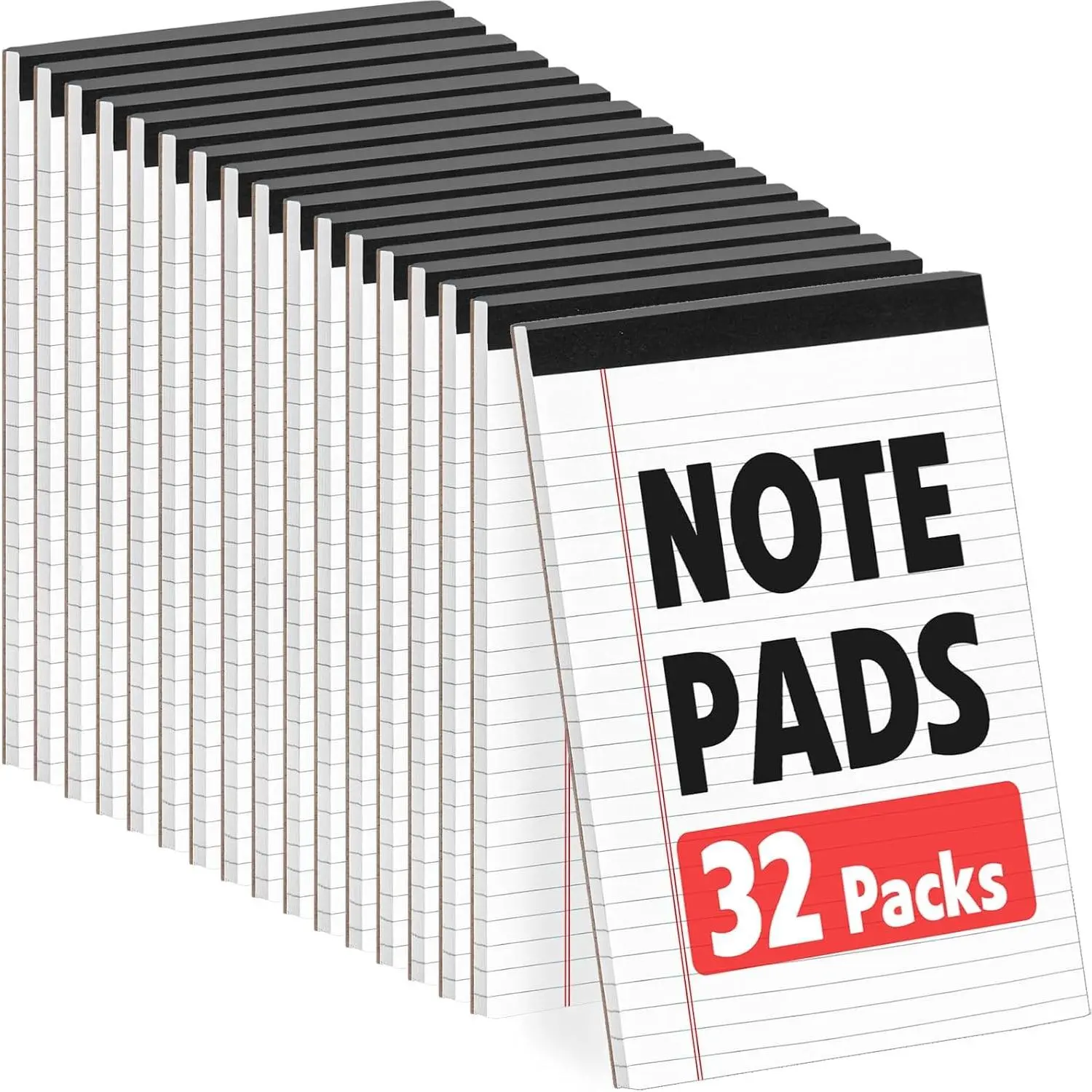 32 Pack Note Pads Bulk, Small Legal Pads 5" x 8" Narrow Ruled Lined Writing Pad, 30 Sheets (60 Pages) Notepad for Office Home School, Perforated, Office Supplies