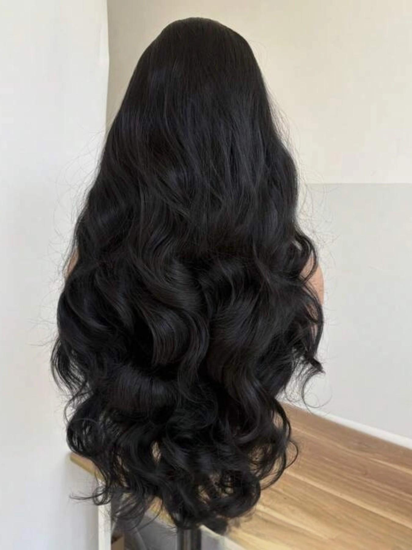 Long Wavy Synthetic Wig with Curtain Bangs, Heat-Resistant Fiber, Ideal for Cosplay, Parties, Stage Performances, Weddings, Synthetic Bodywave Wig