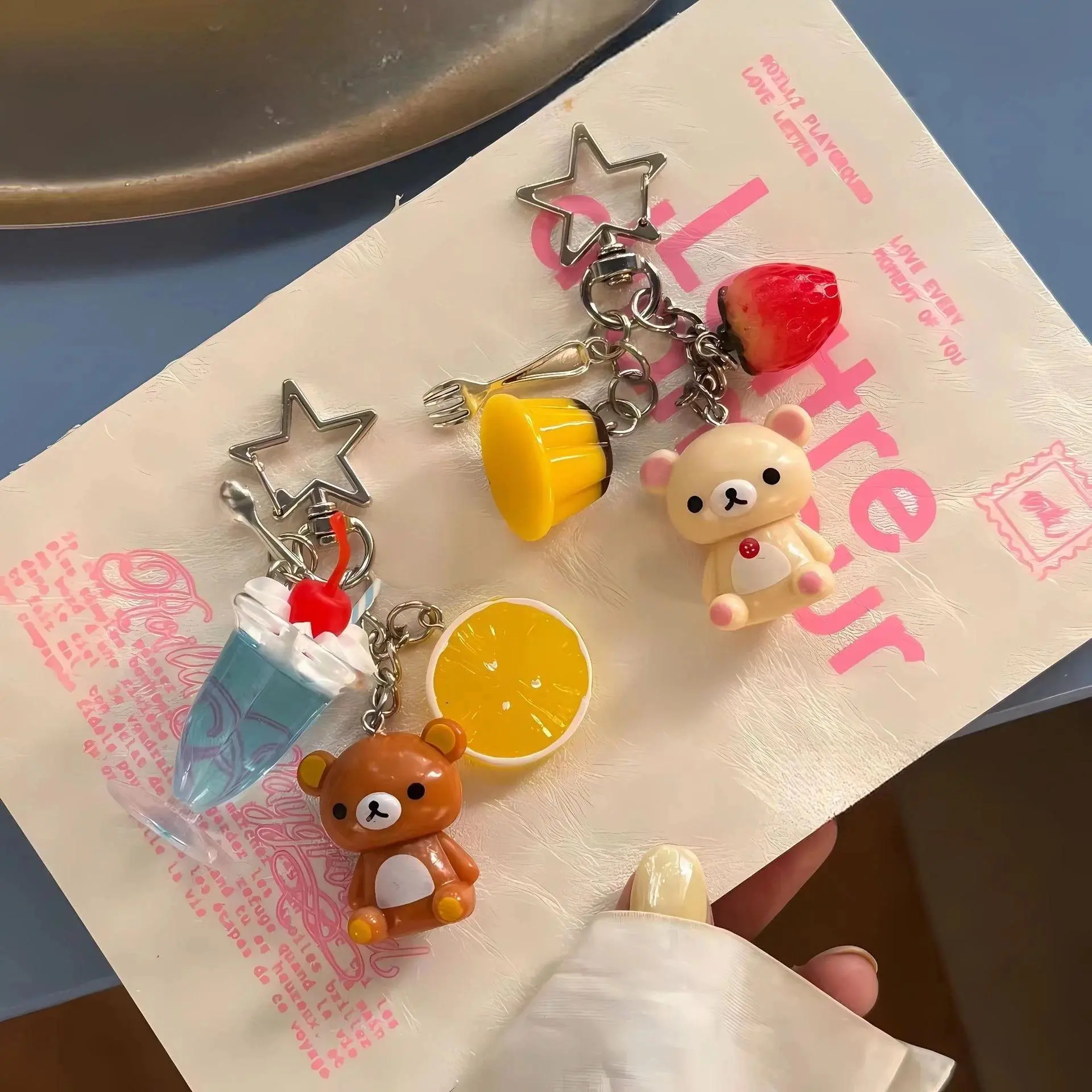Rilakkuma Korilakkuma Cute Keychain Couple Anime Car Key Ring Best Friend Bags Fashion Pendant Decoration Kids Classic Toys Gift