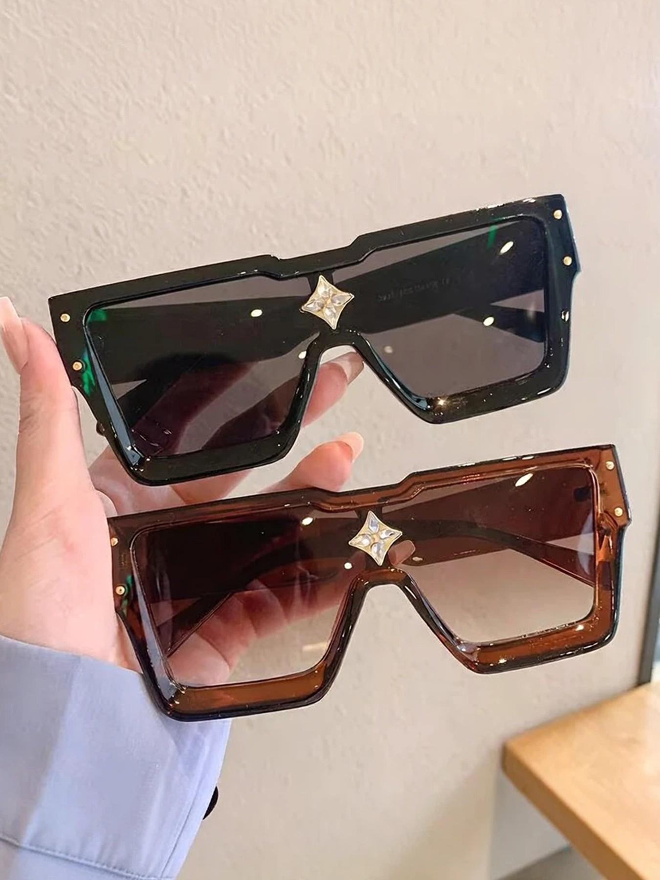 1 Piece Millionaire Square Large Frame Sunglasses, Fashionable And Personalized Diamond-Encrusted Sunglasses, Suitable For Holiday Gifts
