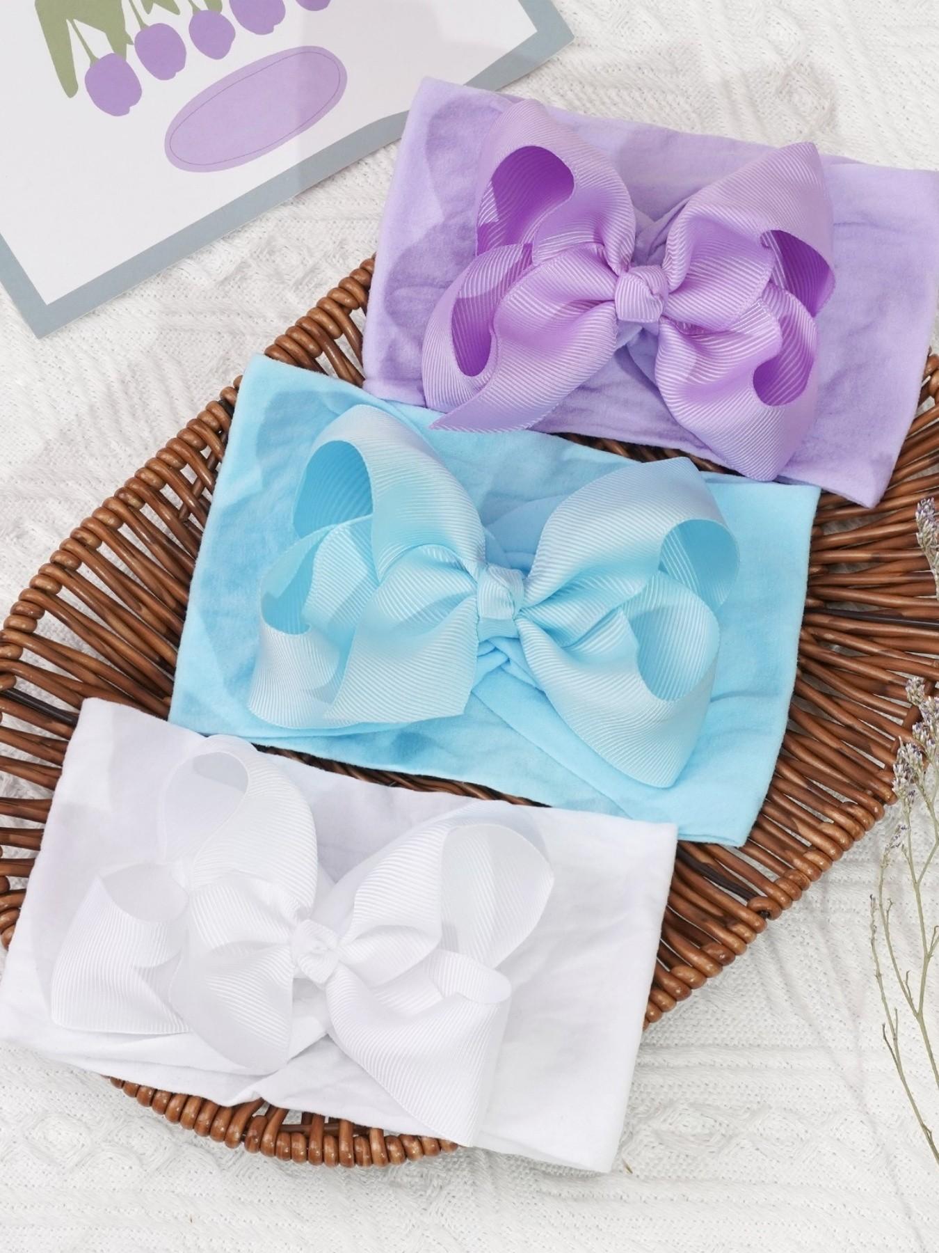 20 bow hairbands, bow headbands, high elasticity soft hair accessories, cute large bow girl headbands, multi-color elastic hairbands, specially for little girls, elastic hair accessories, specially for bath and face washing