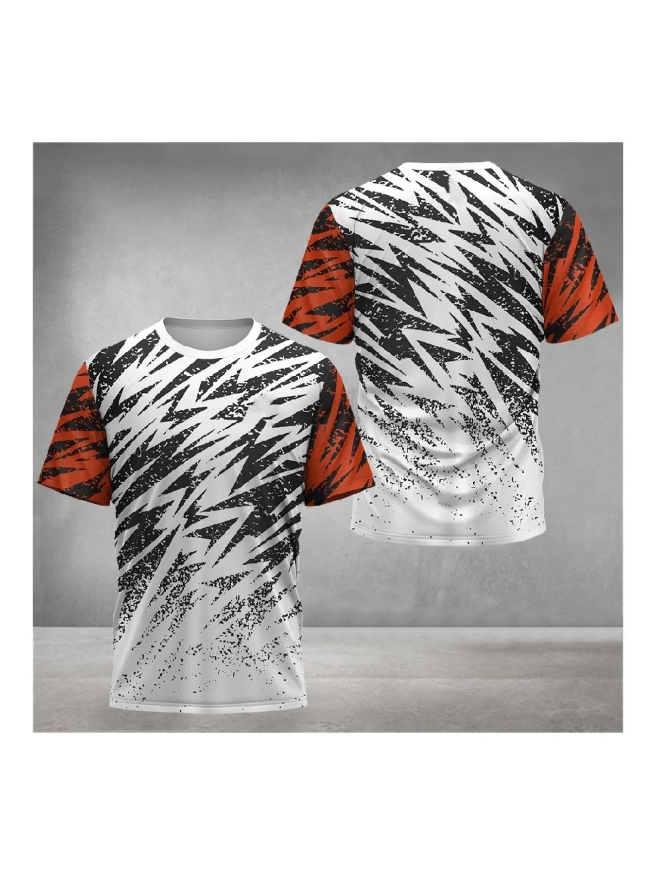 Fashion 3D Print Gym T-shirt Man Outdoor Running Tee Badminton Tennis Sports Men's T Shirt Casual O-neck Loose Short Sleeve Tops