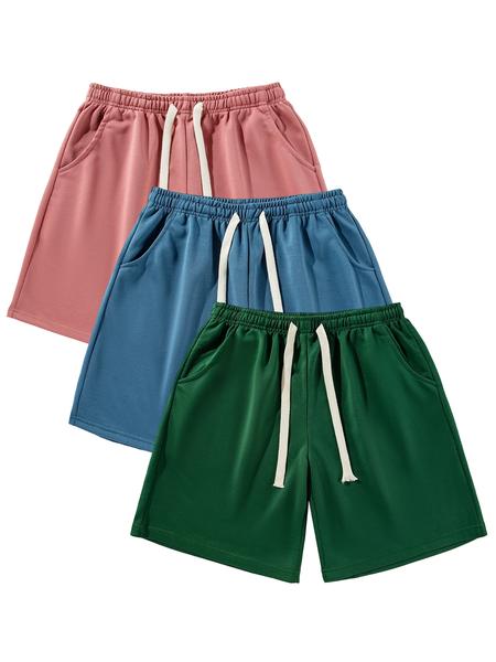 Men's Solid Drawstring Waist Shorts, Casual Comfy Breathable Side Pocket Shorts for Summer, Men's Bottoms for Daily Wear