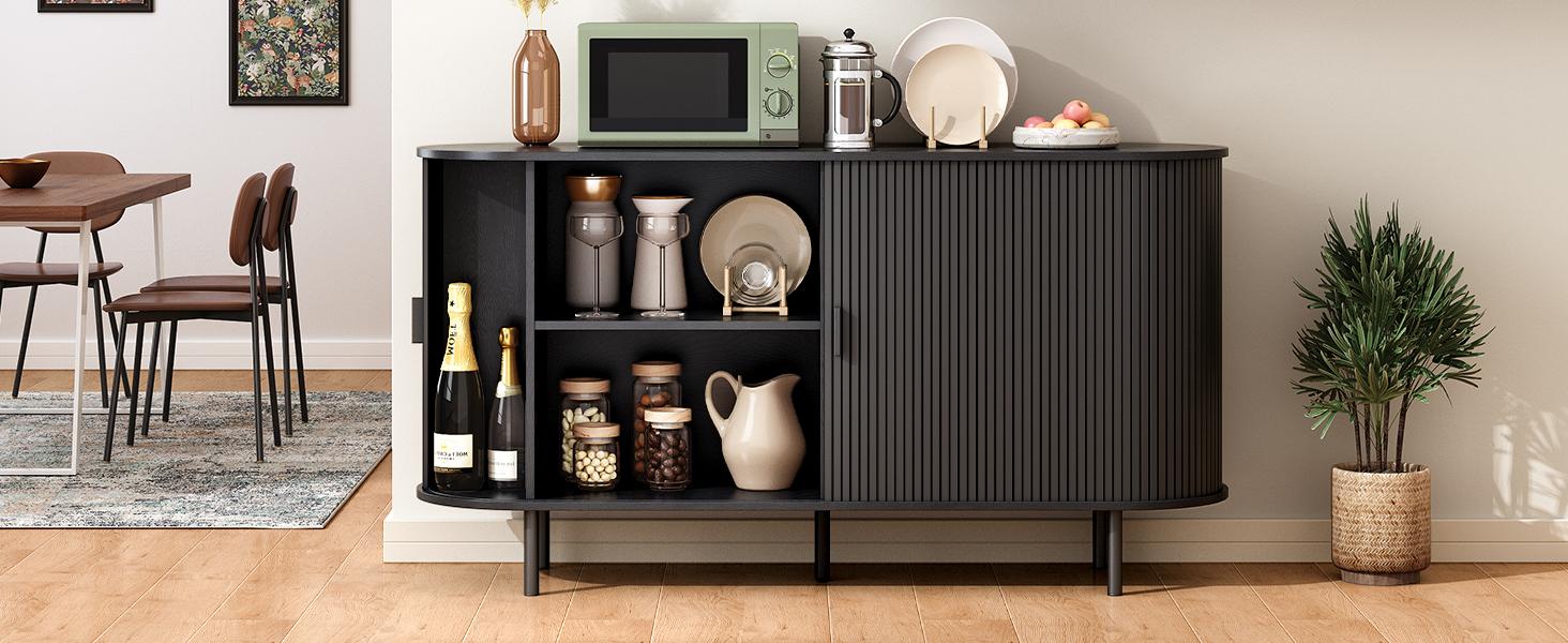 【SPOTLIGHT DAY】ONBRILL 40/55'' Fluted Sideboard Storage Cabinet With Doors And Shelves - Credenza Storage Cabinet For Office, Bedroom Storage Cabinet, Hallway Storage Cabinet, Console Storage Cabinet