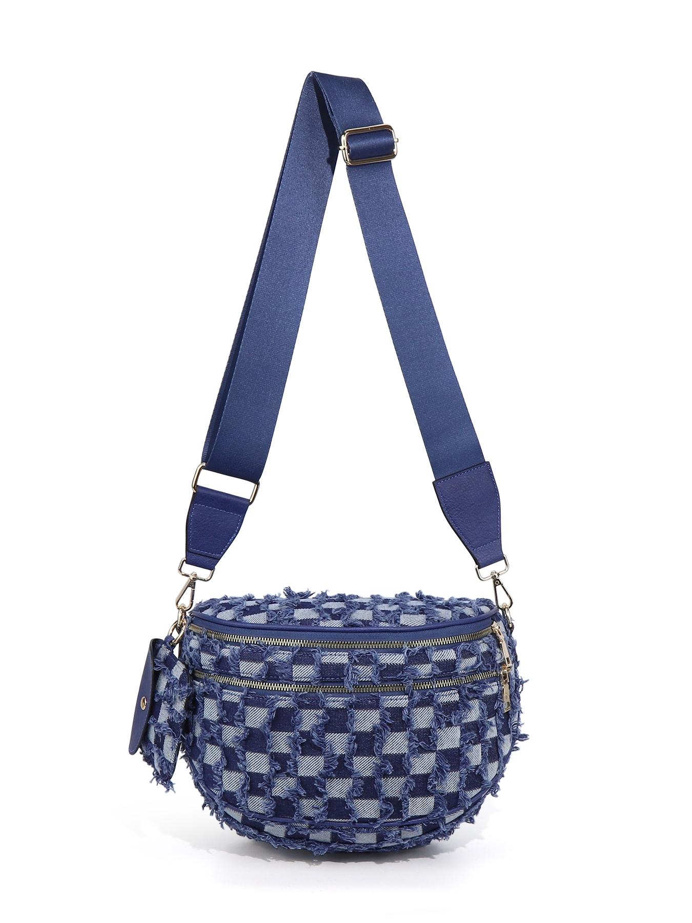 Large Denim Crossbody Bag for Women, Large Capacity Jean Shoulder Bag, Denim Shoulder Satchel, Stylish Purses and Handbags with Adjustable Strap and Coin Purse, Ladies' Saddle Bag, Girls Sling Bag for Commuting, Shopping, Dating