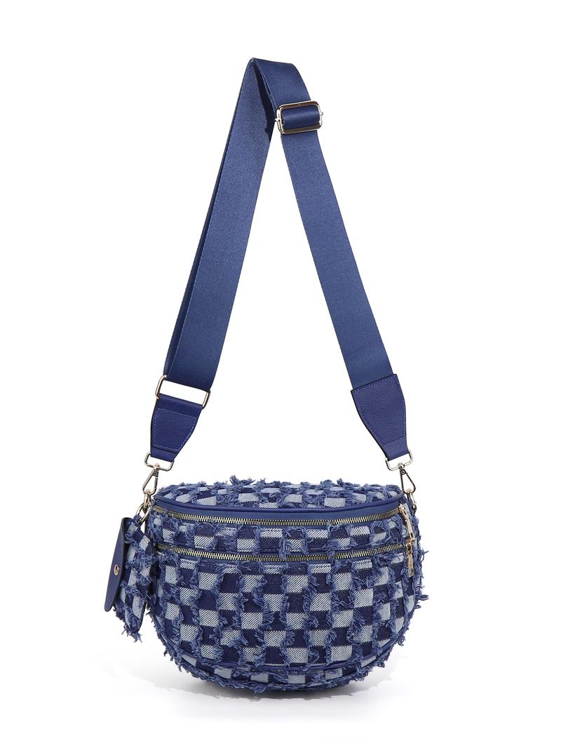 Large Denim Crossbody Bag for Women, Large Capacity Jean Shoulder Bag, Denim Shoulder Satchel, Stylish Purses and Handbags with Adjustable Strap and Coin Purse, Ladies' Saddle Bag, Girls Sling Bag for Commuting, Shopping, Dating