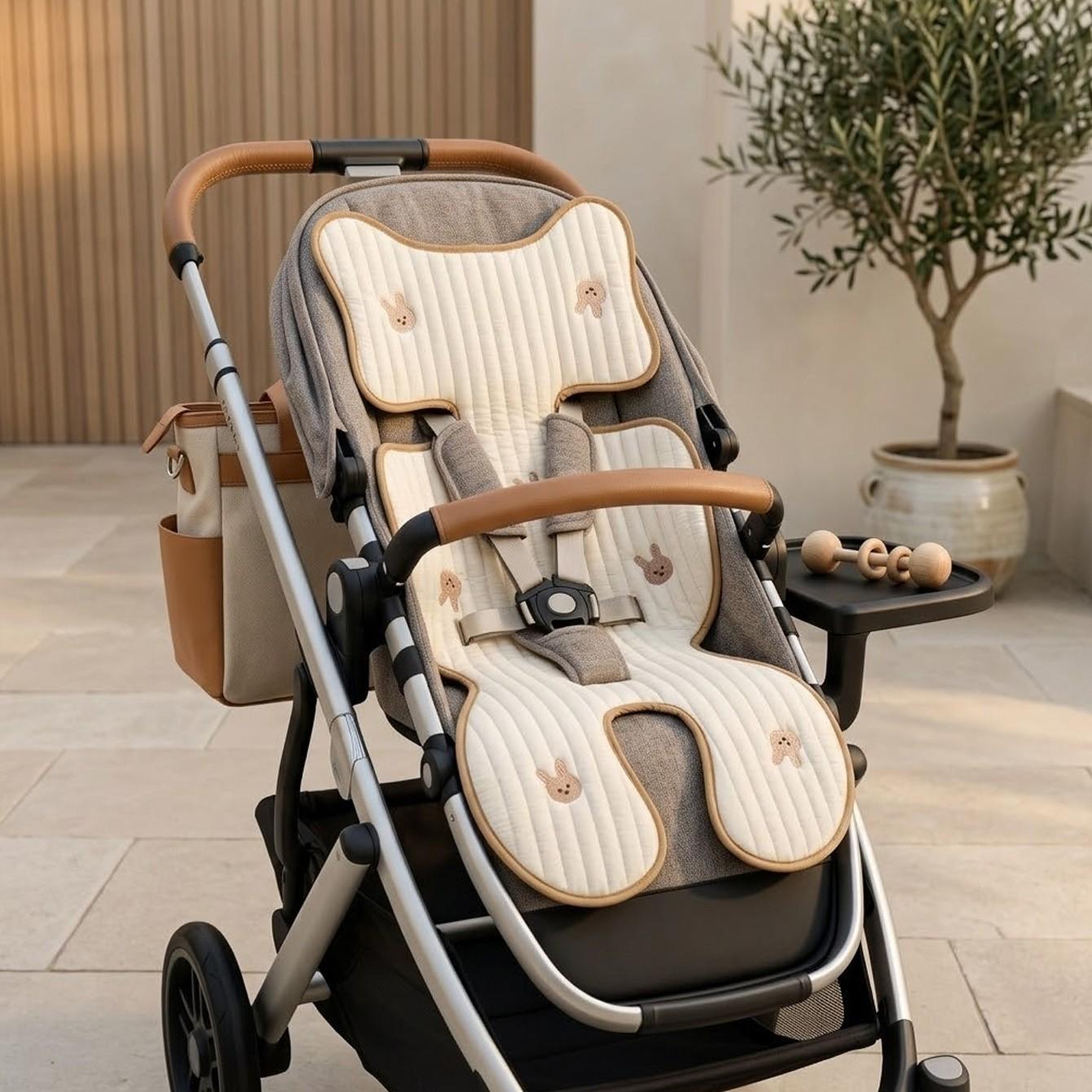 Breathable Stroller Seat Cushion, Comfortable Fabric Baby High Chair Backrest Pad, Portable Infant Carrier Mat for Summer Travel