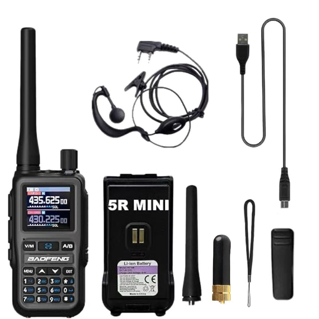 BAOFENG UV-5R Mini 2025 New Outdoor Walkie-Talkie for Mountain Climbing 5W Output Power APP Programming Type-C Charging Dual PTT Dual Band 999CH-Channels Rechargeable Walkie Talkie