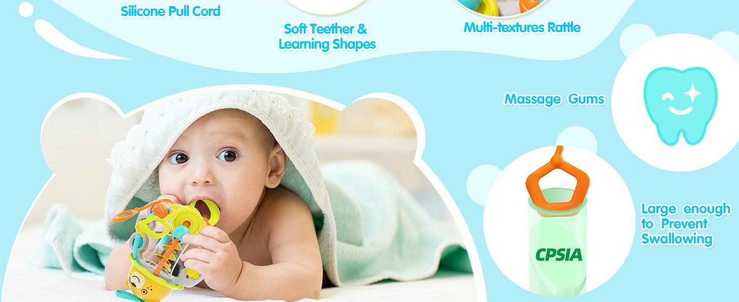 HOLA Rattle Teething Baby Toys, Silicone Pull String Toys, Montessori Multi-Functional Baby Sensory Toy Christmas Stockingstuffers for Baby Mmontessori Toys Gifts HOLA Rattle Teething Baby Toys, Silicone Pull String Toys, Montessori Multi-Functional Baby Sensory Toy Christmas Stockingstuffers for Baby Mmontessori Toys Gifts