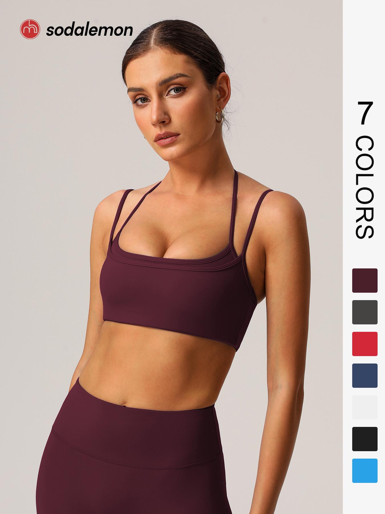 1 Piece Women's Fitness Bra, High-Elastic Thin-Strap Halter-Neck Sports Bra for Running and Yoga