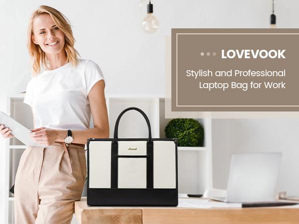 LOVEVOOK Canvas Laptop Tote Bags for Women,15.6 inch and 17.3 inch Large Professional Teacher Work Bag Purse，Lightweight Computer Bag Briefcase Business Office ,TikTokShopStockUp