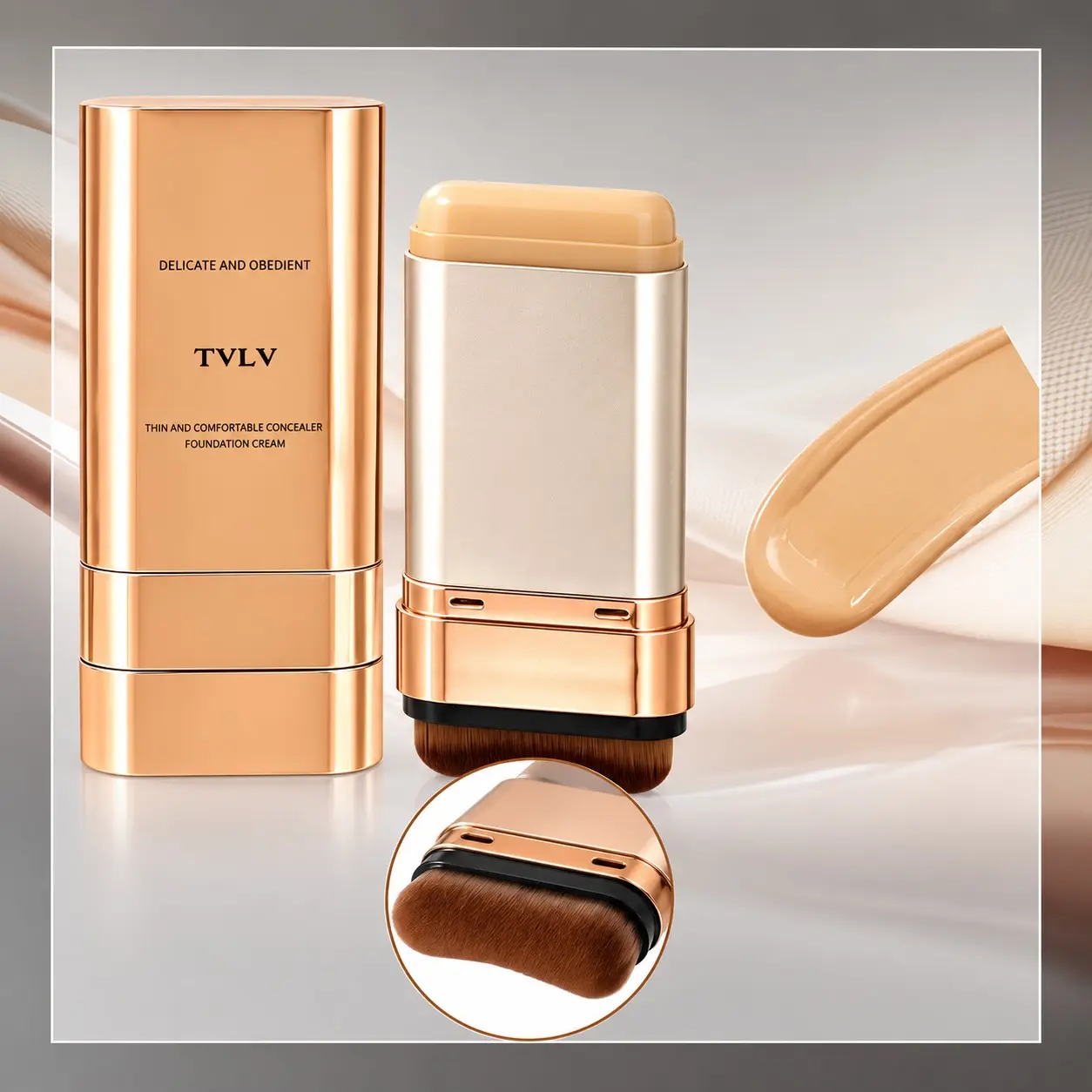 2-in-1 Waterproof Concealer Foundation Stick, Makeup Stick Foundation, Double-ended with Brush, Long-lasting, Natural Finish, Suitable for All Skin Types