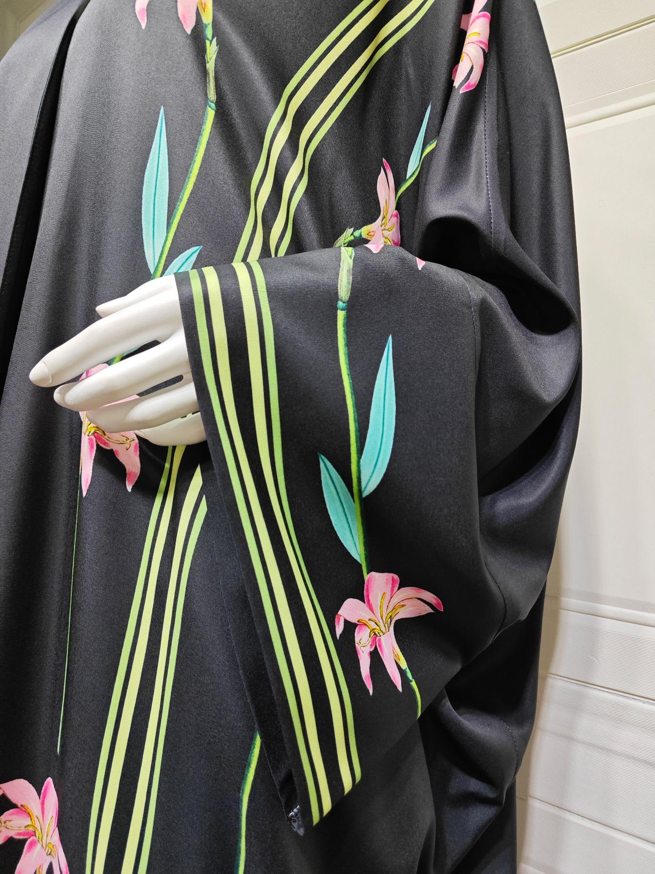 Women's Floral Print Long Sleeve Abaya Set with Hijab, Elegant Casual Islamic Clothing for Daily Wear, Suitable for All Seasons